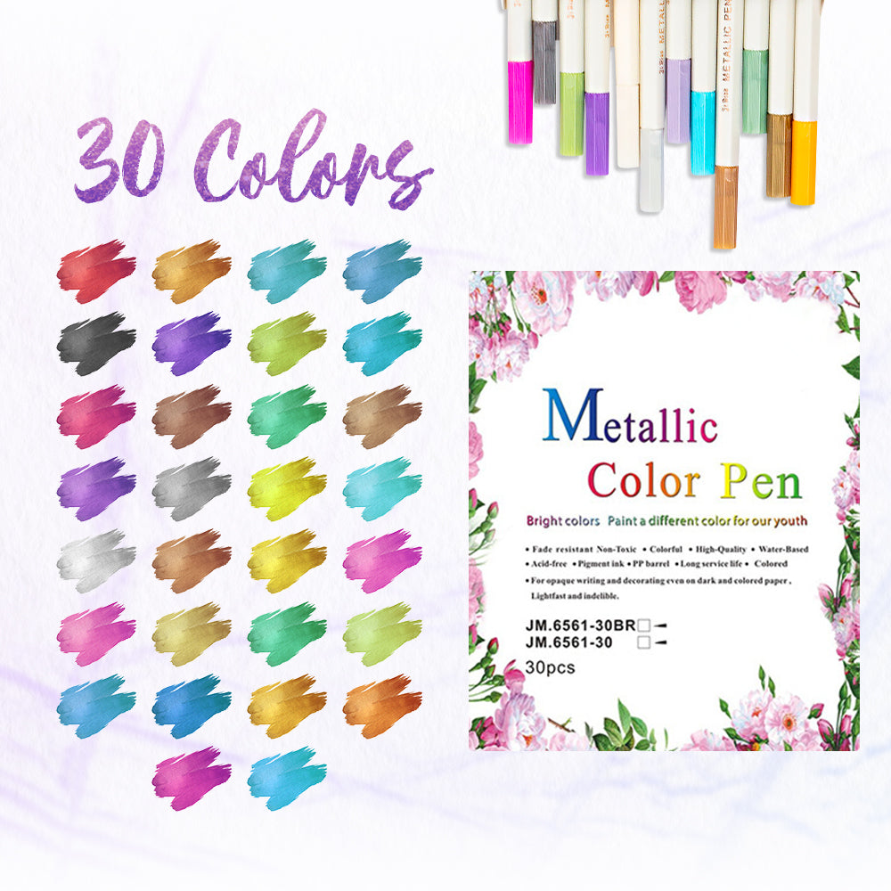 Ultra Thin Shimmering Glitter Brush Marker AY 1688 30colors Brush Tip 