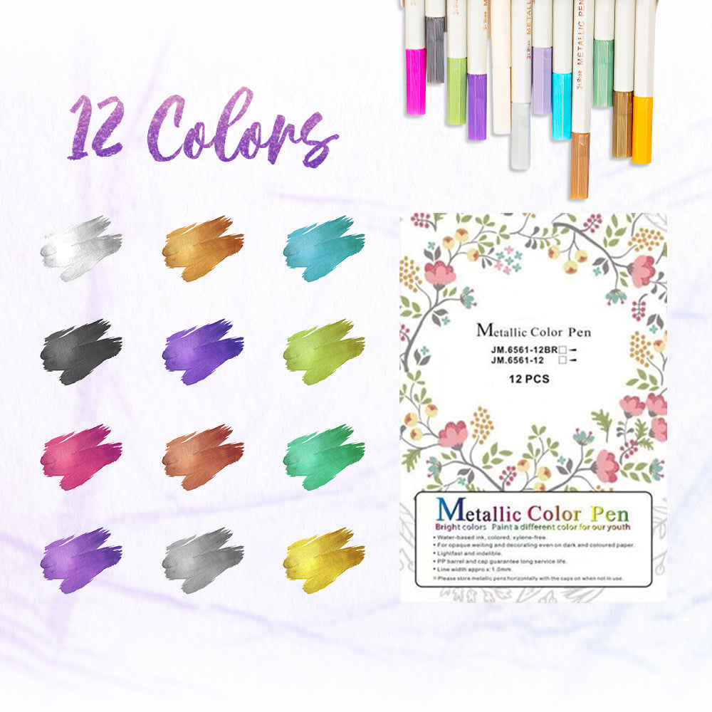 Ultra Thin Shimmering Glitter Brush Marker AY 1688 12colors Extra Fine Tip 