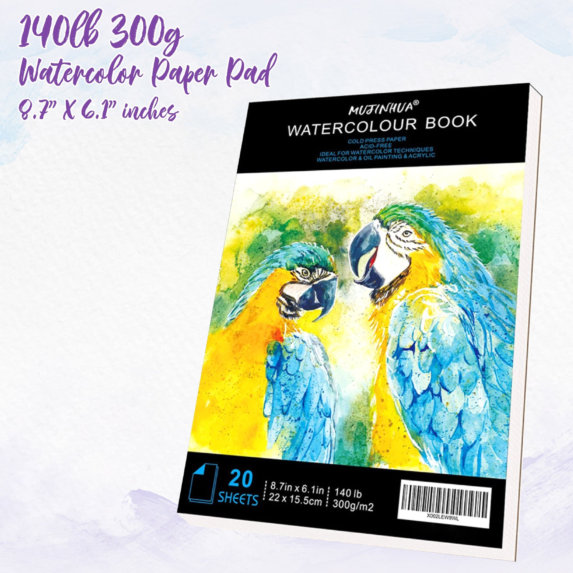 Superior Shimmering Glitter Solid Watercolor AY 1688 300G Watercolor Paper Pad 20Pages 